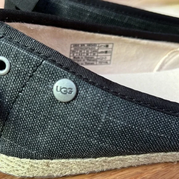 NEW UGG Women's Black Canvas Indah Espadrille Flat Shoes sz 8 - Picture 7 of 7